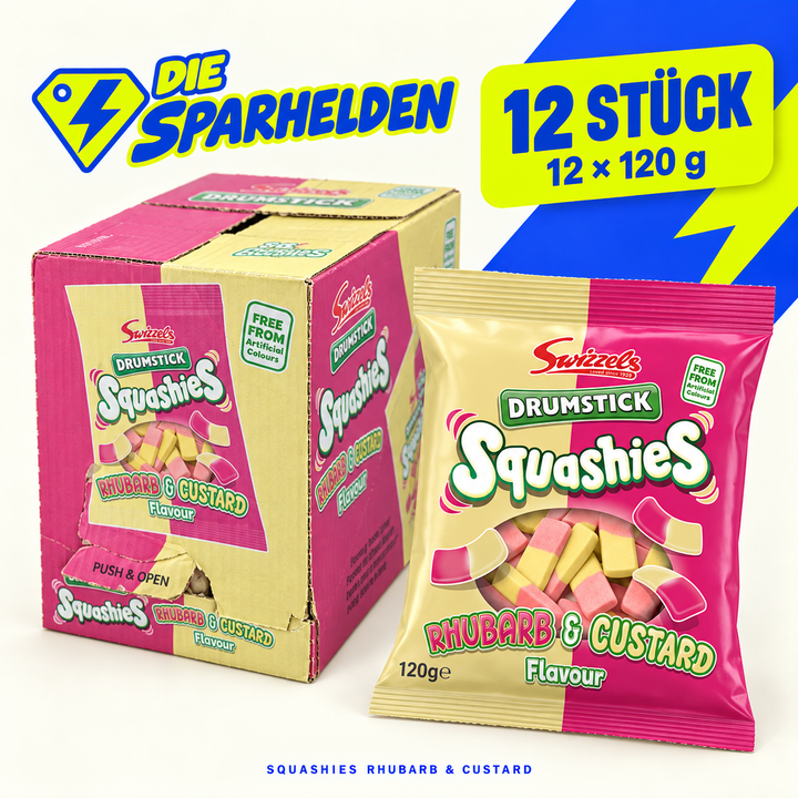 Swizzels Squashies Rhubarb & Custard – 12 × 120 g