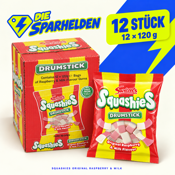 Swizzels Squashies Original Raspberry & Milk – 12 × 120 g