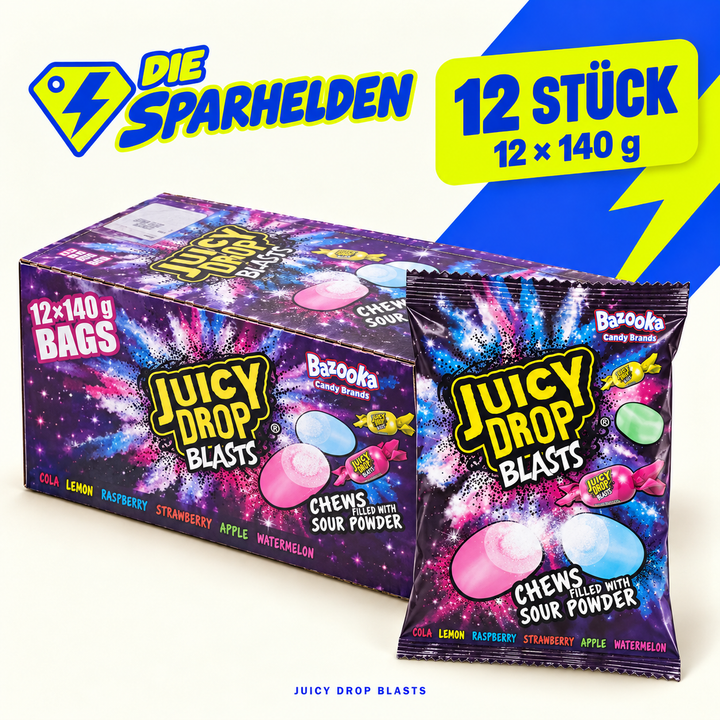 Bazooka Juicy Drop Blasts – 12 × 140 g